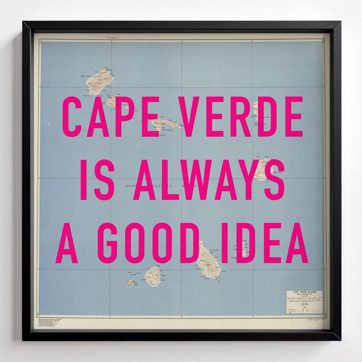 Cape Verde Retro Pop Art Map Print (Square) - black frame mockup - Magic Posters