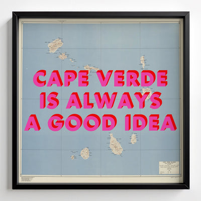 Cape Verde Retro Pop Art Map Print (Square) - black frame mockup - Magic Posters