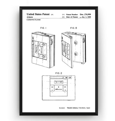 Cassette Player 1985 Patent Print - Magic Posters