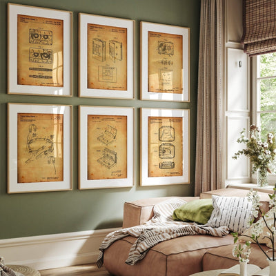 Cassette Player And Tape Set Of 6 Patent Prints - Magic Posters