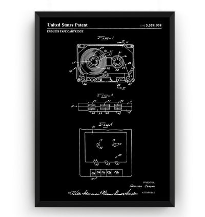 Cassette Tape 1971 Patent Print - Magic Posters
