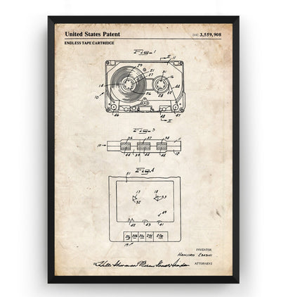 Cassette Tape 1971 Patent Print - Magic Posters