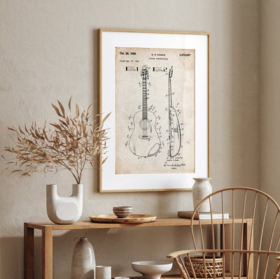 C.H. Kaman Acoustic Guitar 1969 Patent Print - Magic Posters