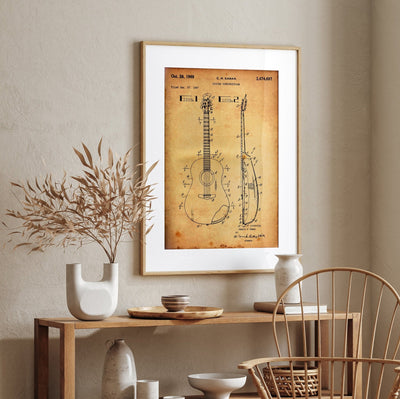 C.H. Kaman Acoustic Guitar 1969 Patent Print - Magic Posters