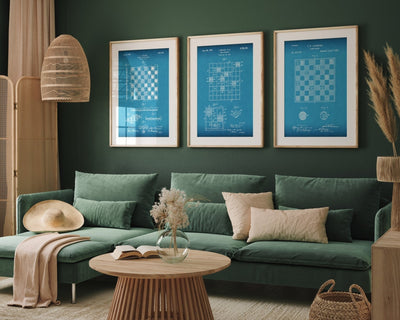 Checkers Draughts And Chess Set Of 3 Patent Prints - Magic Posters