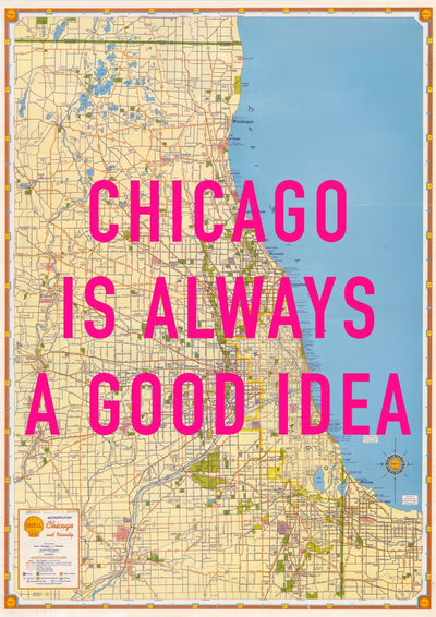 Chicago Retro Pop Art Map Print (portrait)