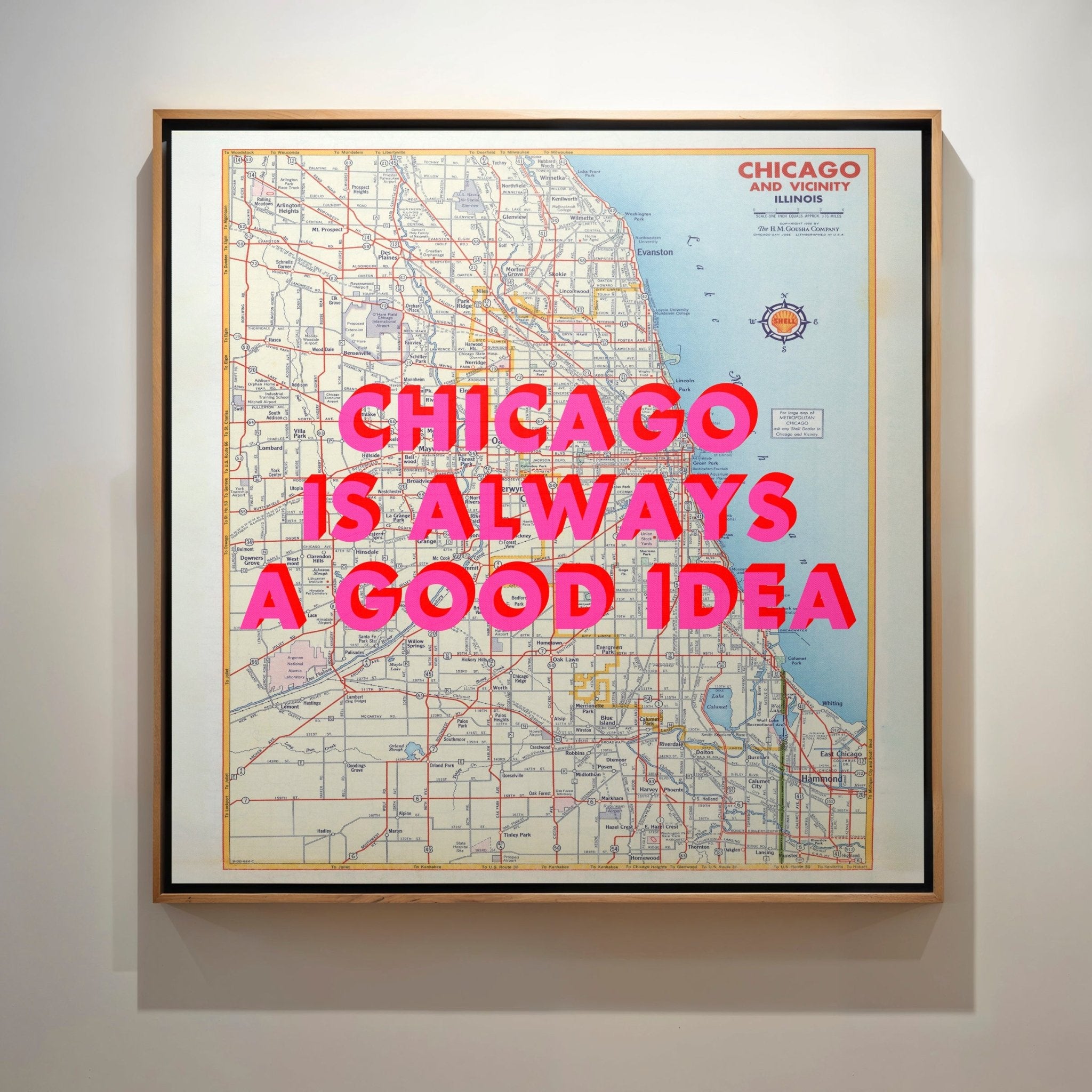 Chicago Retro Pop Art Map Print (Square) - Magic Posters