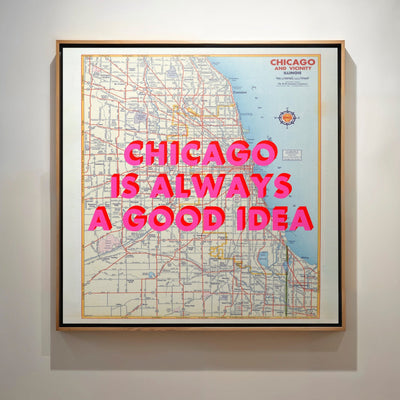 Chicago Retro Pop Art Map Print (Square) - Magic Posters