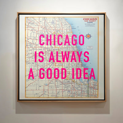 Chicago Retro Pop Art Map Print (Square) - Magic Posters