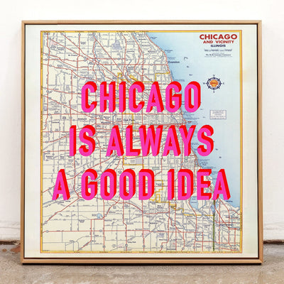 Chicago Retro Pop Art Map Print (Square) - Magic Posters
