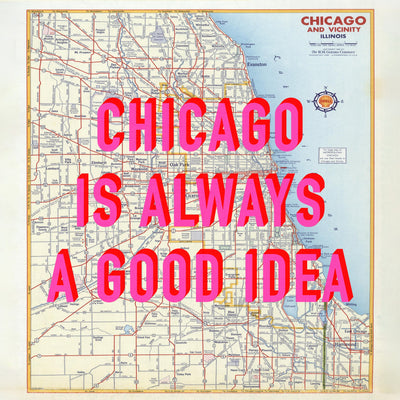 Chicago Retro Pop Art Map Print (Square)