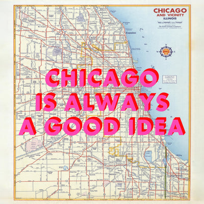 Chicago Retro Pop Art Map Print (Square)