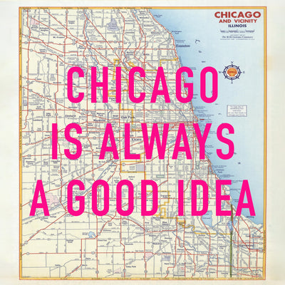 Chicago Retro Pop Art Map Print (Square)