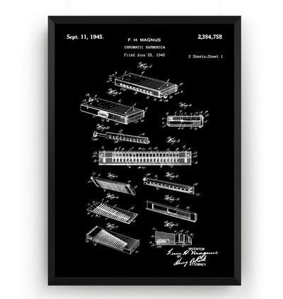 Chromatic Harmonica 1945 Patent Print - Magic Posters