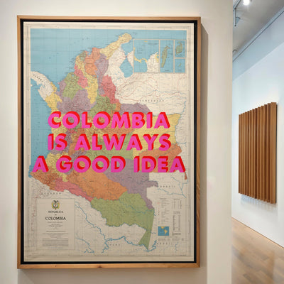 Colombia Retro Pop Art Map Print (Portrait) - Magic Posters