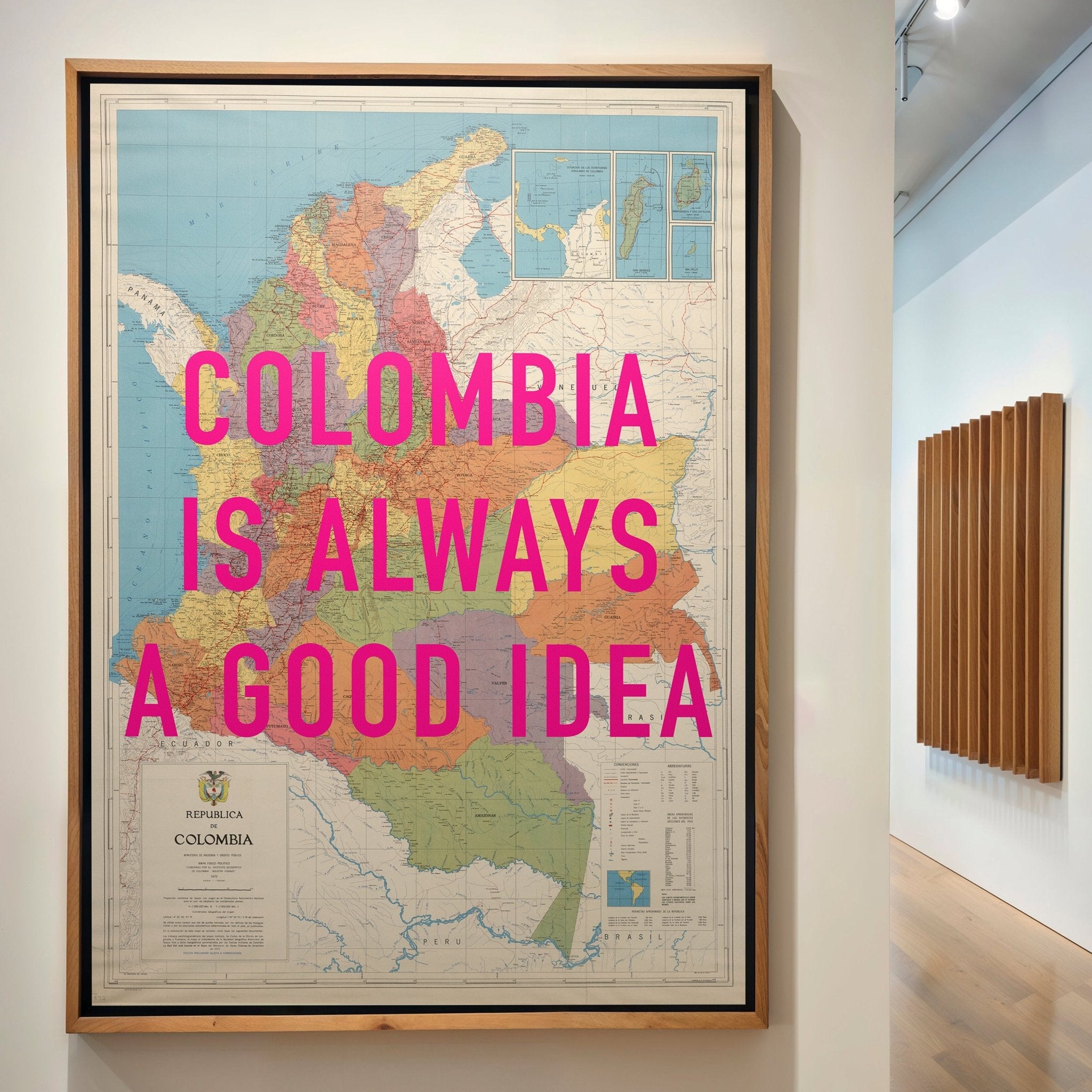 Colombia Retro Pop Art Map Print (Portrait) - Magic Posters