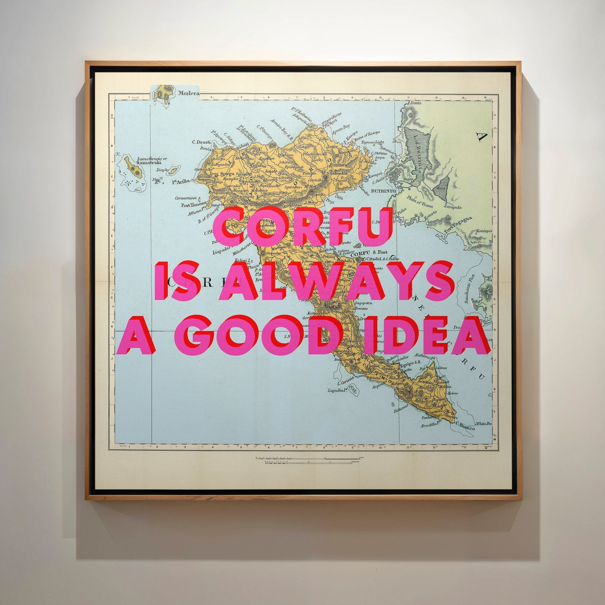 Corfu Retro Pop Art Map Print - Magic Posters