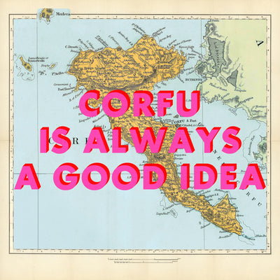 Corfu Retro Pop Art Map Print