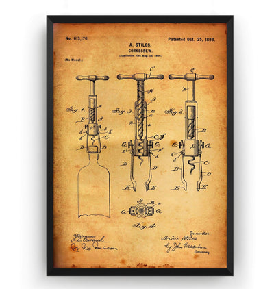 Corkscrew 1898 Patent Print - Magic Posters