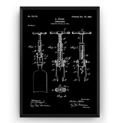 Corkscrew 1898 Patent Print - Magic Posters