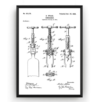 Corkscrew 1898 Patent Print - Magic Posters