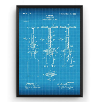 Corkscrew 1898 Patent Print - Magic Posters