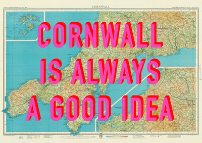 Cornwall Retro Pop Art Map Print