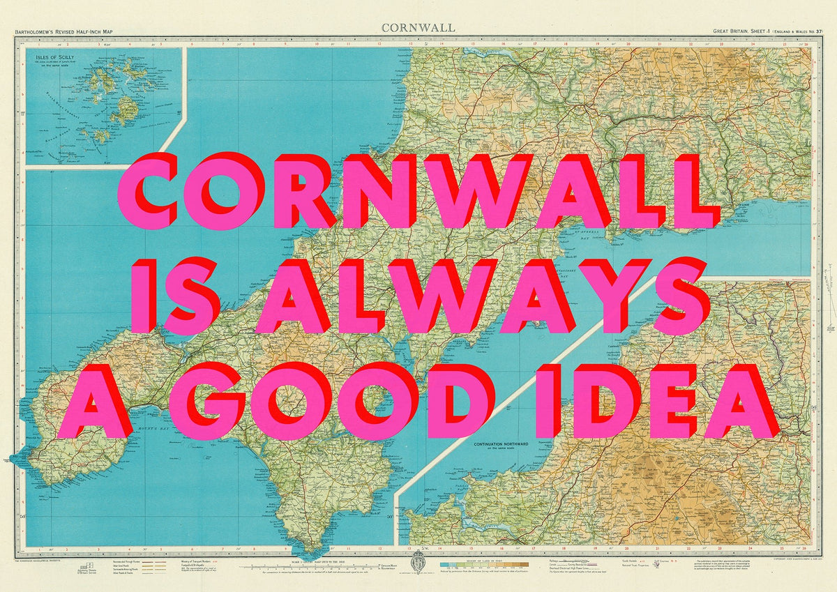 Cornwall Retro Pop Art Map Print