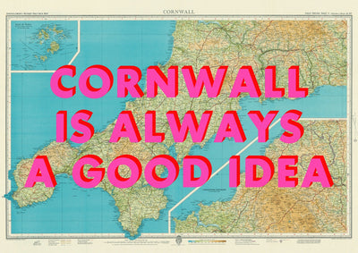 Cornwall Retro Pop Art Map Print