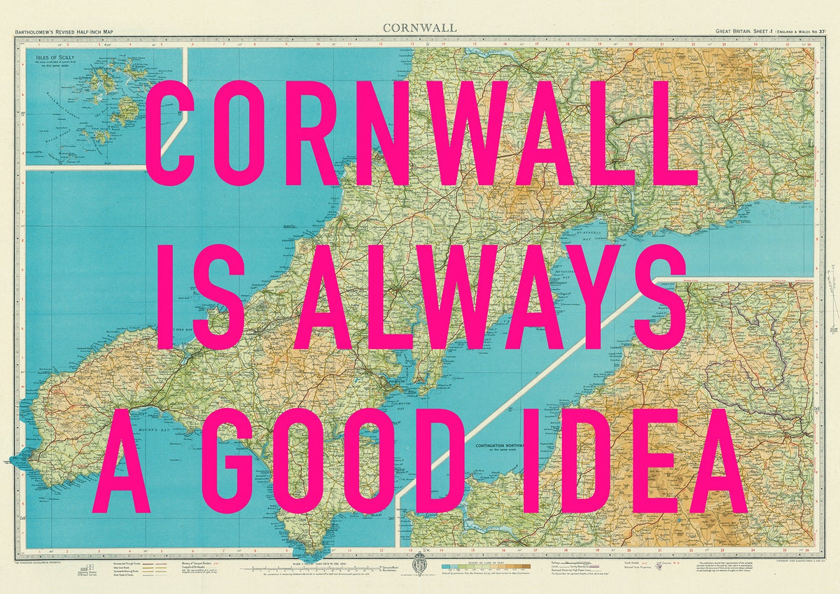 Cornwall Retro Pop Art Map Print