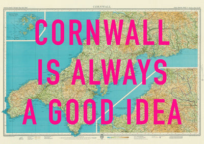 Cornwall Retro Pop Art Map Print