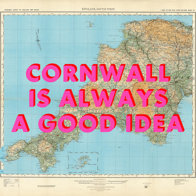 Cornwall Retro Pop Art Map Print