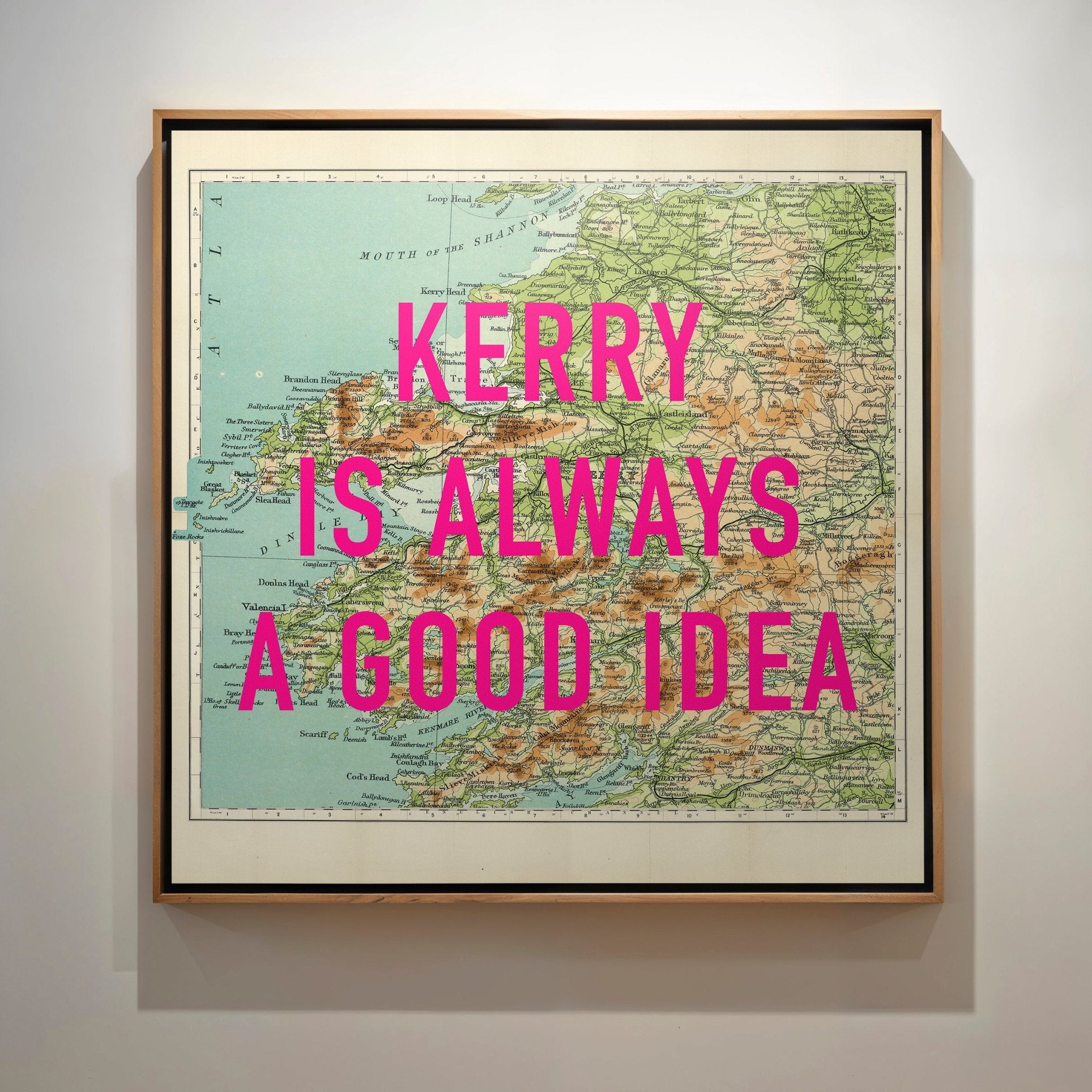 County Kerry Retro Pop Art Map Print (Ireland) - Magic Posters