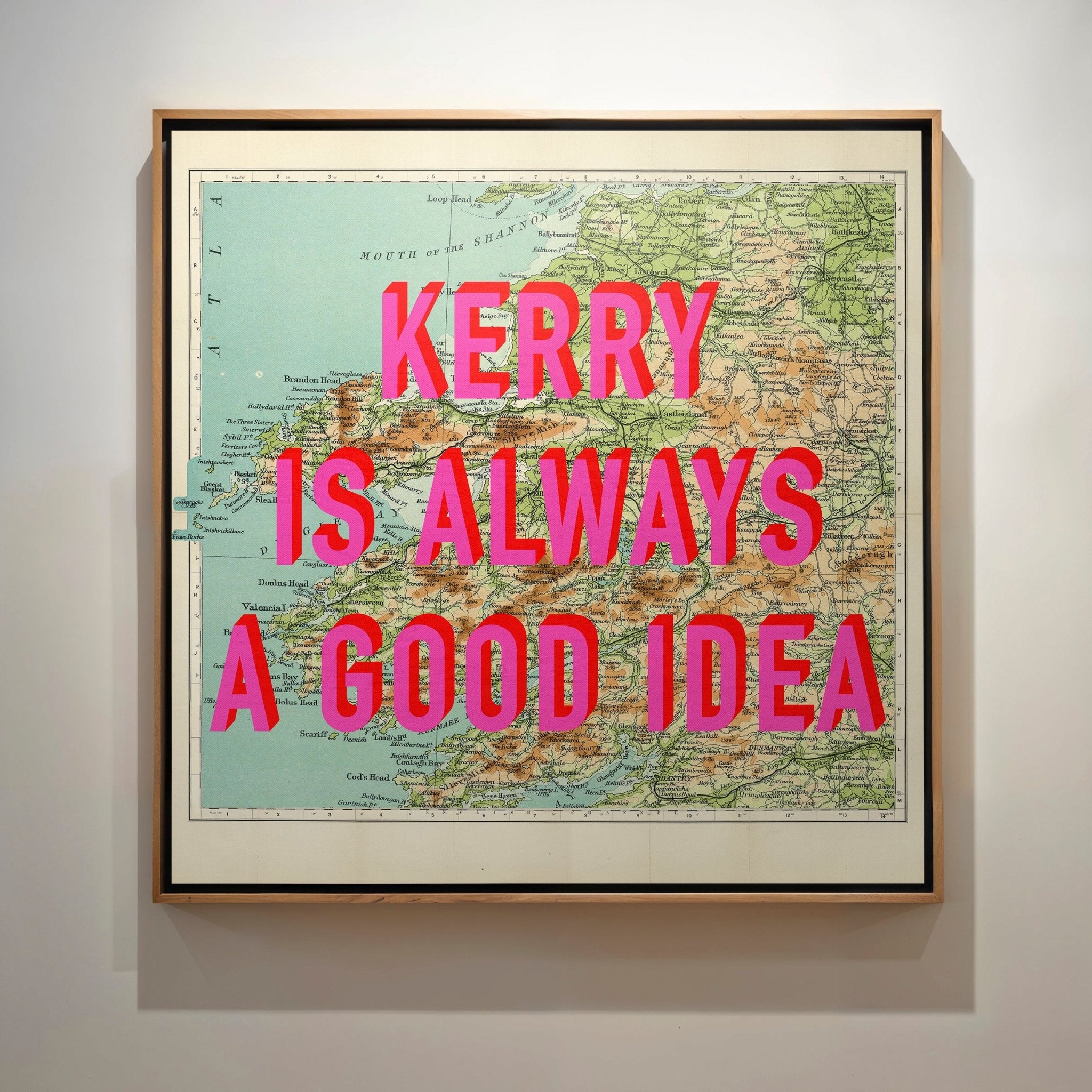 County Kerry Retro Pop Art Map Print (Ireland) - Magic Posters