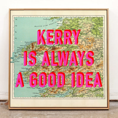 County Kerry Retro Pop Art Map Print (Ireland) - Magic Posters