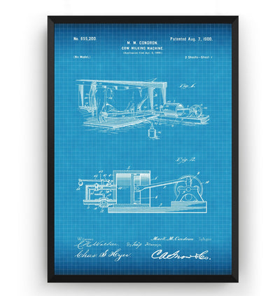 Cow Milking Machine 1900 Patent Print - Magic Posters