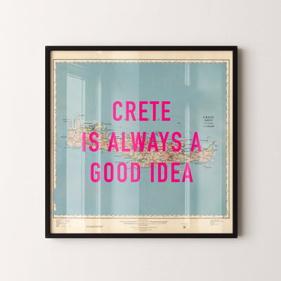 Crete Retro Pop Art Map Print - Magic Posters