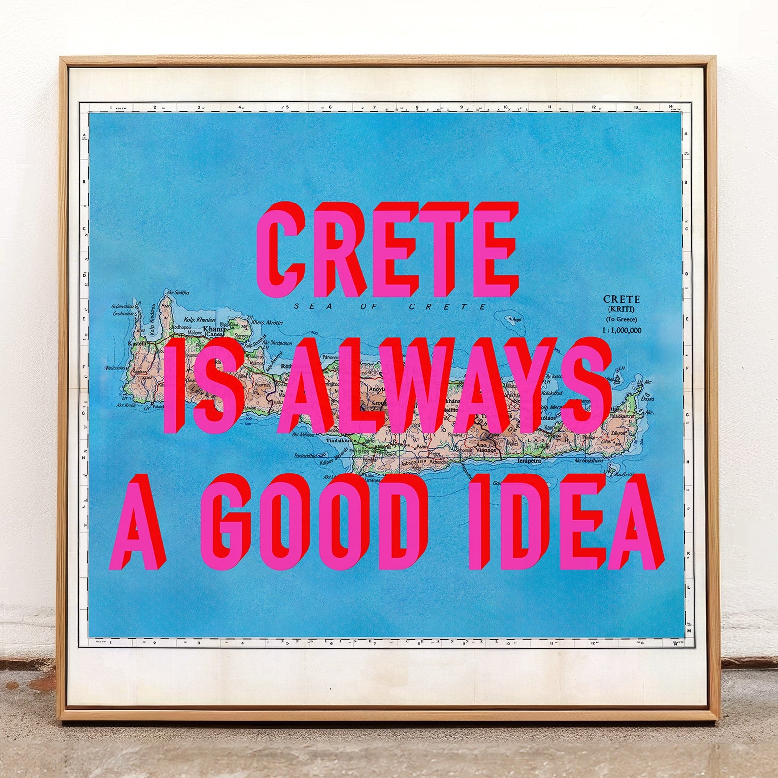 Crete Retro Pop Art Map Print - Magic Posters
