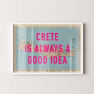 Crete Retro Pop Art Map Print - Magic Posters