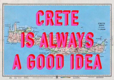 Crete Retro Pop Art Map Print