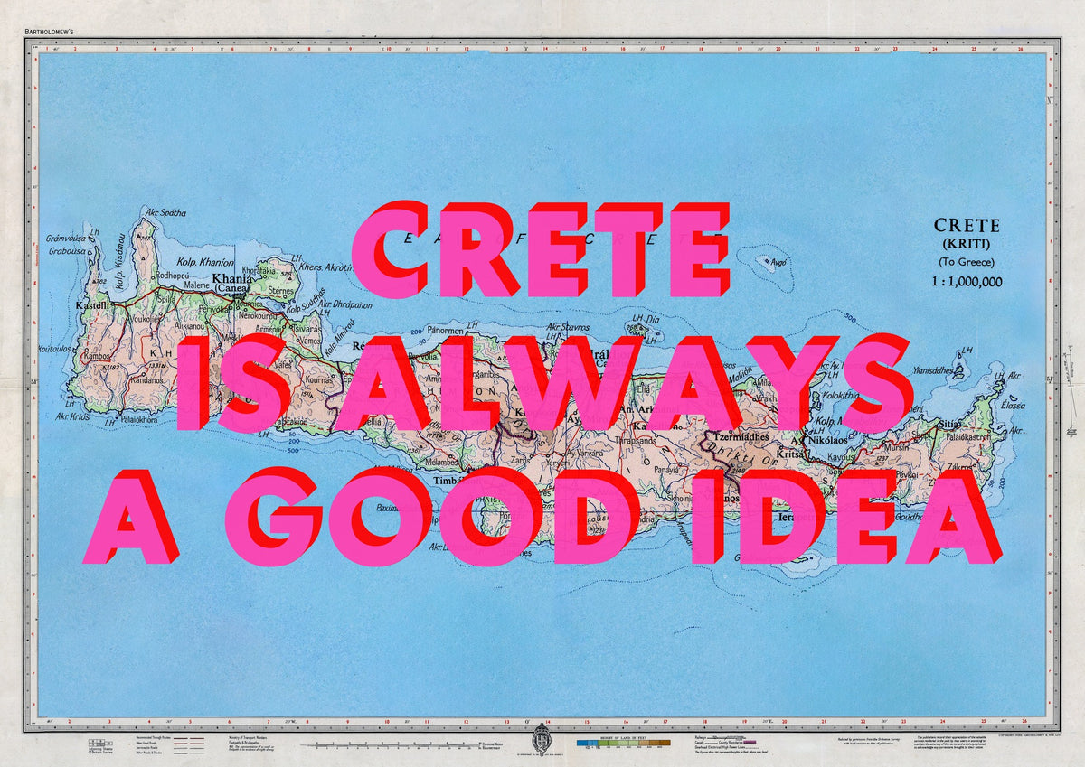 Crete Retro Pop Art Map Print
