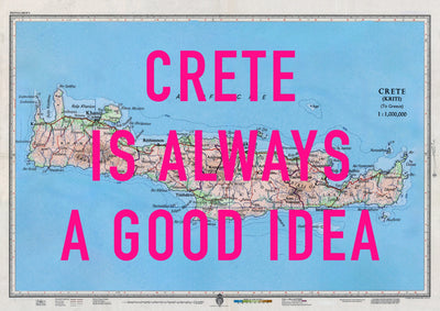 Crete Retro Pop Art Map Print