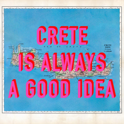 Crete Retro Pop Art Map Print