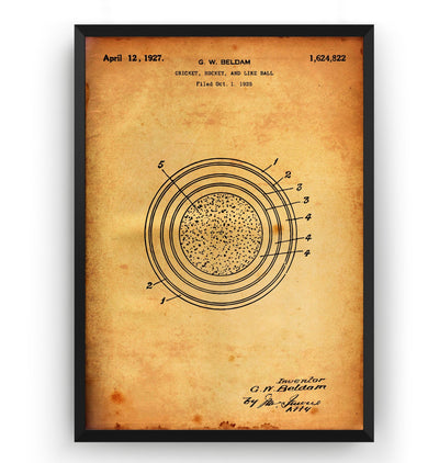 Cricket Ball 1927 Patent Print - Magic Posters