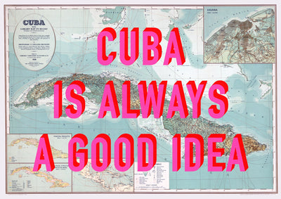 Cuba Retro Pop Art Map Print (landscape) - Magic Posters