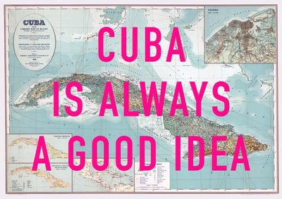 Cuba Retro Pop Art Map Print (landscape) - Magic Posters
