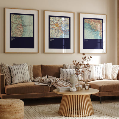 Custom City Map Set Of 3 Prints - Magic Posters