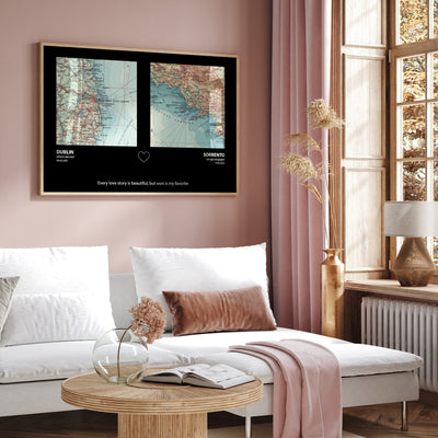 Custom Map Print 2 Locations - Magic Posters