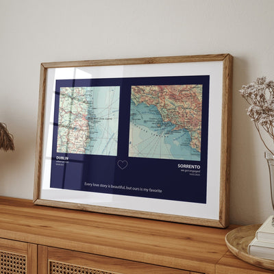 Custom Map Print 2 Locations - Magic Posters