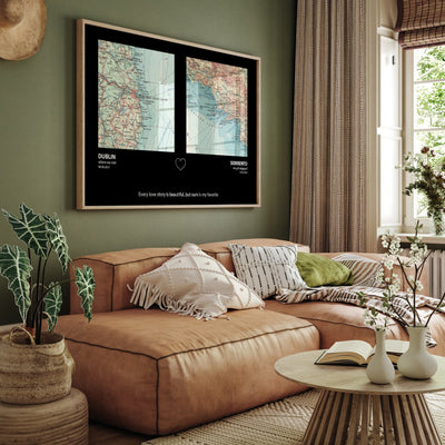 Custom Map Print 2 Locations - Magic Posters